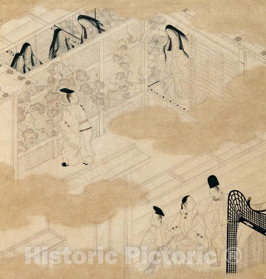 Art Print : TOSA Mitsunori - Scenes from The Tale of Genji (Genji monogatari) - Japan : Vintage Wall Art