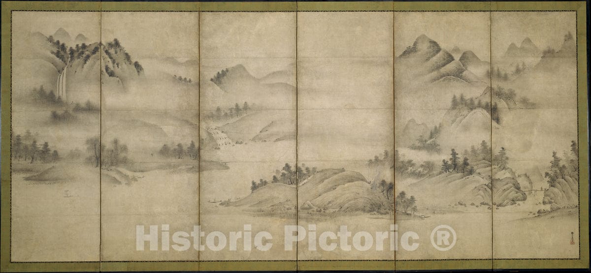 Art Print : S?ami - Landscape of The Four Seasons (Eight Views of The Xiao and Xiang Rivers) - Japan - Muromachi Period (1392–1573) : Vintage Wall Art