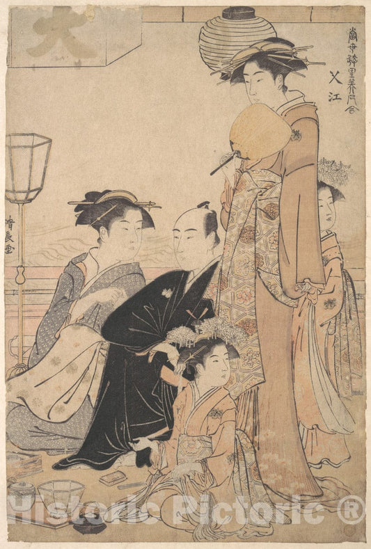 Art Print : Torii Kiyonaga - Sashiye (Name of a Place in Edo) - Japan : Vintage Wall Art