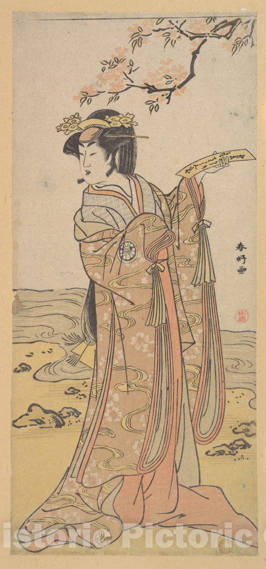 Art Print : Katsukawa Shunk? - The Third Segawa Kikunojo as a Woman - Japan : Vintage Wall Art