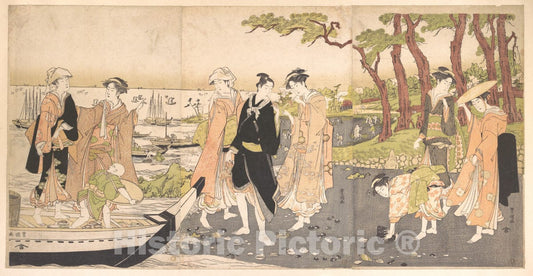 Art Print : Utagawa Toyokuni I - Picking Clams - Japan : Vintage Wall Art