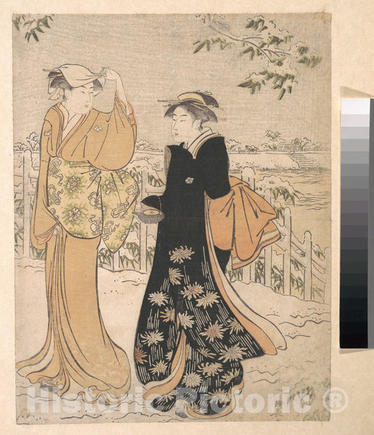 Art Print : Torii Kiyonaga - Two Women on Matsuchi Hill Edo - Japan : Vintage Wall Art