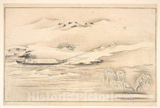 Art Print : Kitagawa Utamaro - Book of Ehon Ginsekai (The World in Silver) - Japan v.2 : Vintage Wall Art
