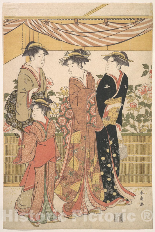 Art Print : Katsukawa Shunch? - The B?tan Show - Japan : Vintage Wall Art