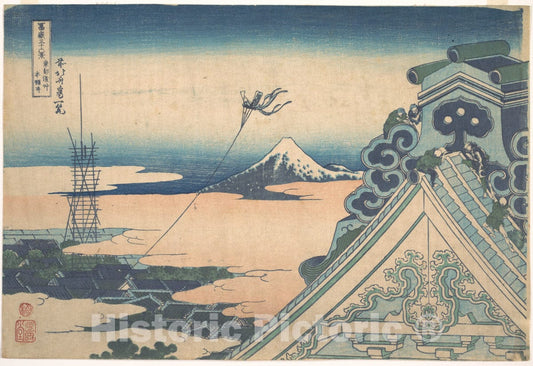 Art Print : Honganji at Asakusa in Edo - Artist: Katsushika Hokusai - Created: c1830 1 : Vintage Wall Art
