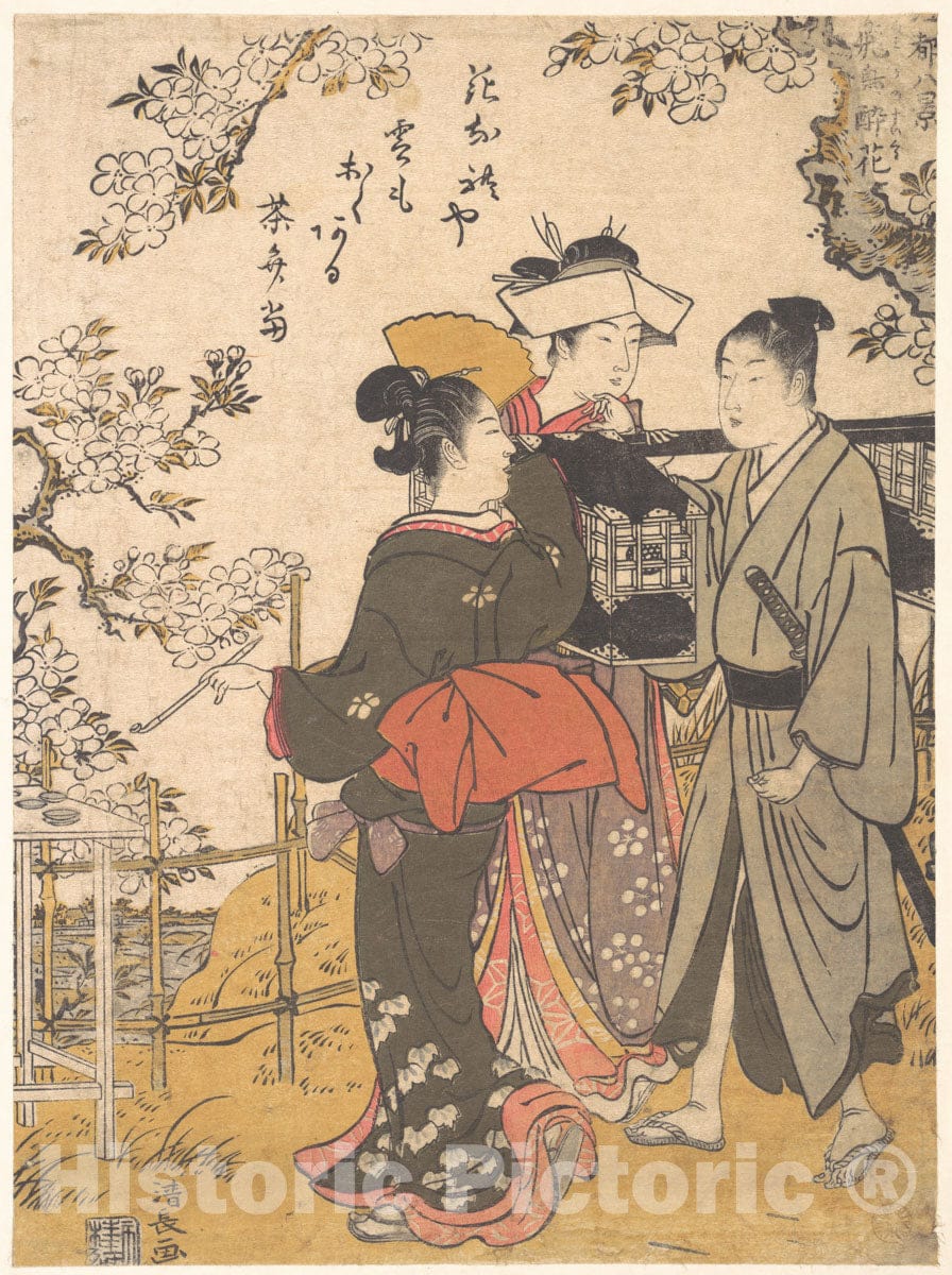 Art Print : Torii Kiyonaga - Drunk with Flowers - Japan : Vintage Wall Art