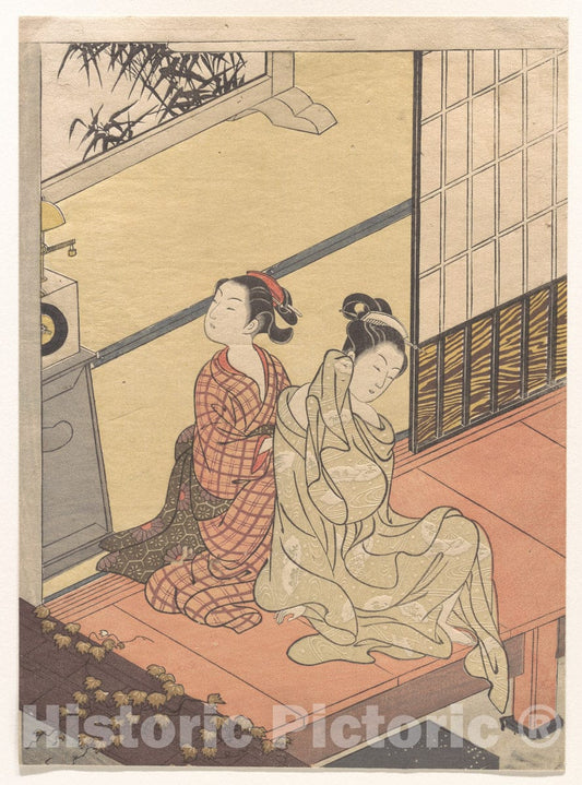 Art Print : Suzuki Harunobu - The Evening Chime of The Clock - Japan : Vintage Wall Art