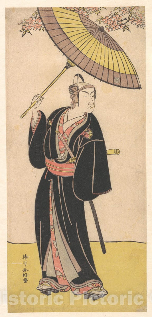 Art Print : Katsukawa Shunk? - Ichikawa Monosuke III in The Role of The Otokodate Sukeroku - Japan : Vintage Wall Art