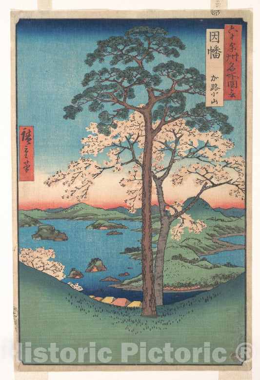 Art Print : Utagawa Hiroshige - View of Kajikoyama, Inaba Province, from The Series Views of Famous Places in The Sixty-Odd Provinces - Japan : Vintage Wall Art