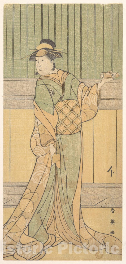 Art Print : Katsukawa Shun'ei - Osagawa Tsuneyo as a Woman Standing in a Room - Japan : Vintage Wall Art