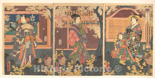 Art Print : Utagawa Kunisada - Prince Genji Visits The Gankir? Tea House - Japan : Vintage Wall Art