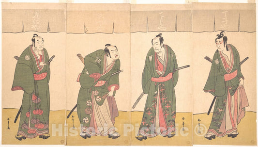 Art Print : Katsukawa Shunsh? - Ichikawa Danj?r? V in The Scene Five Chivalrous Commoners from The Play A SOGA Drama on The First Festival Day - Japan : Vintage Wall Art