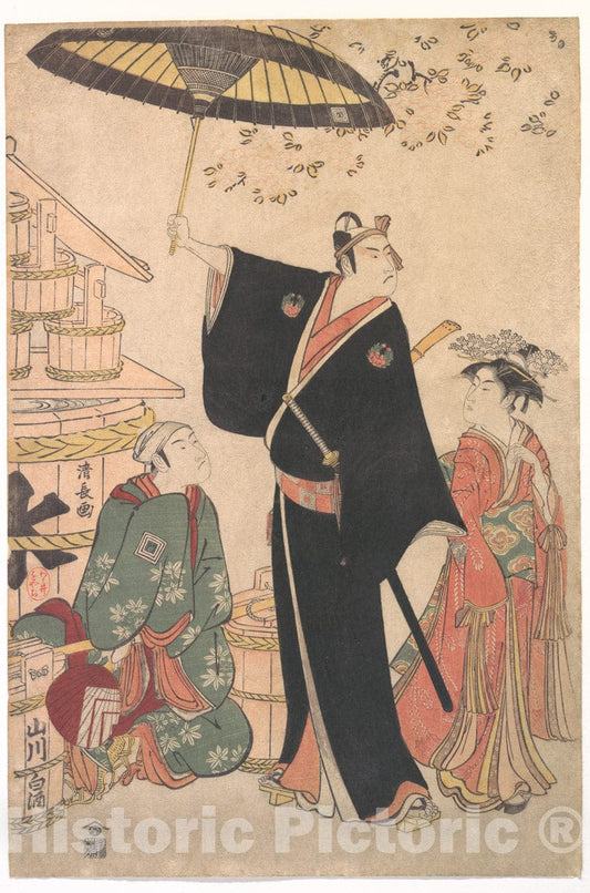 Art Print : Torii Kiyonaga - Ichikawa Yaozo III in The Role of Sukeroku from The Play Yukari no Edo-Sakura, Also Known as Sukeroku - Japan : Vintage Wall Art