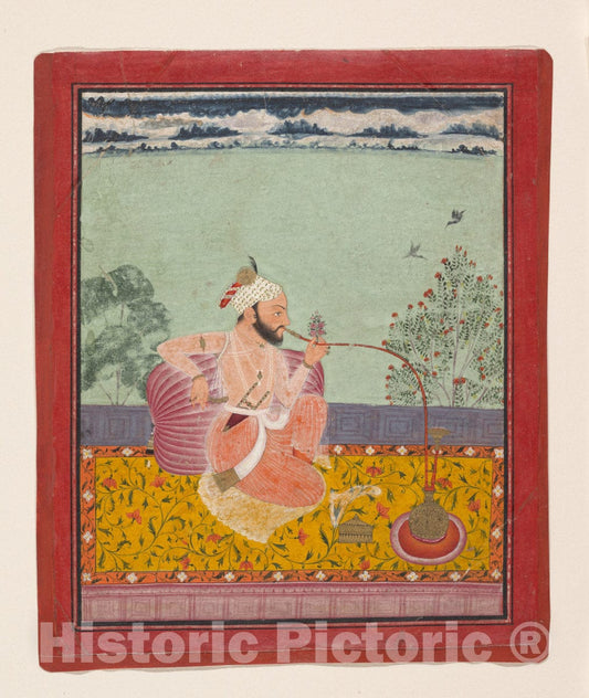 Art Print : A Raja Smoking a Hookah : Vintage Wall Art