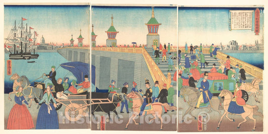 Art Print : Utagawa Yoshitora - Illustration of London, England (Igirisukoku rondon zu) - Japan : Vintage Wall Art