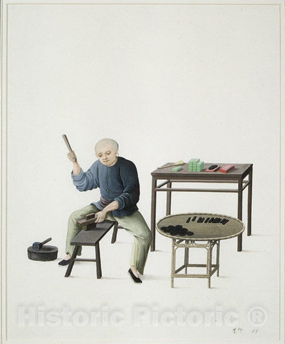 Art Print : Unidentified Artist - Ink Making - China : Vintage Wall Art