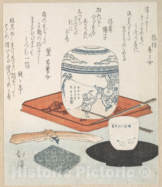 Art Print : Totoya Hokkei - Tea Things - Japan : Vintage Wall Art