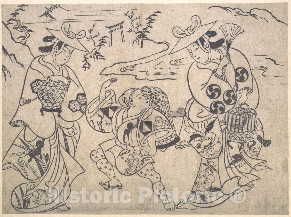 Art Print : Okumura Masanobu - Scene from a Drama - Japan v.1 : Vintage Wall Art