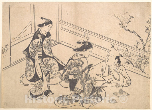 Art Print : Okumura Masanobu - The Actor Ichimura Takenojo Reclining on a Balcony - Japan : Vintage Wall Art