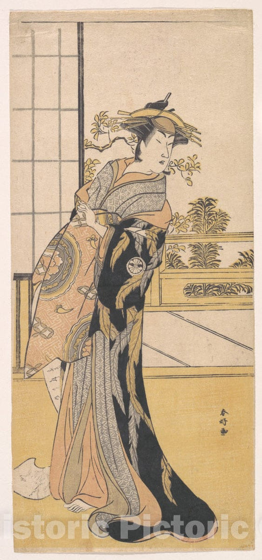 Art Print : Katsukawa Shunk? - The Actor Segawa Kikunojo 3rd in a Female Role - Japan : Vintage Wall Art