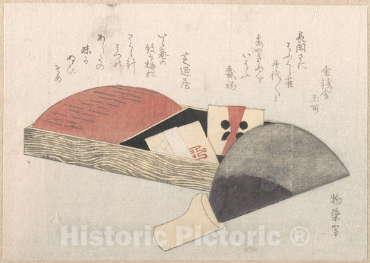 Art Print : Sh?ch?d? Monoyana - Needle-Holder with Spools and a Knife for Cutting Cloth - Japan : Vintage Wall Art