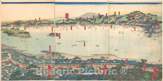 Art Print : Utagawa (Gountei) Sadahide - Panoramic Landscape - Japan v.1 : Vintage Wall Art