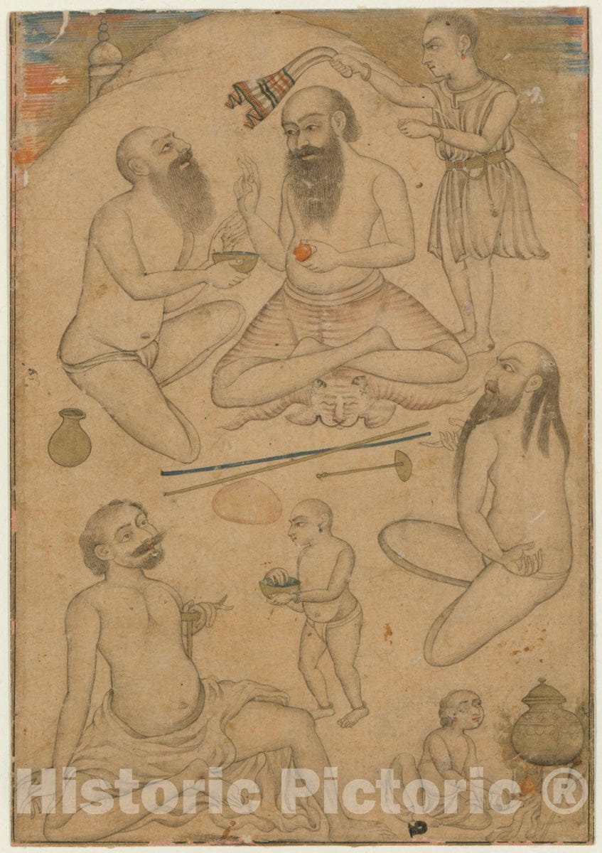 Art Print : An Encampment of Yogis : Vintage Wall Art