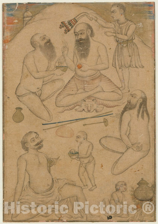 Art Print : An Encampment of Yogis : Vintage Wall Art
