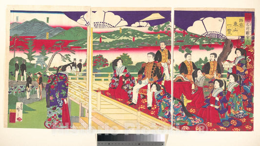 Art Print : A Glimpse of Higayashiyama The Western Capital, Artist: Utagawa Hiroshige III - Created: May, 1880 : Vintage Wall Art