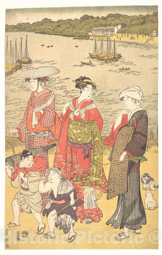 Art Print : Utagawa Toyokuni I - Women at Takanawa Beach - Japan : Vintage Wall Art
