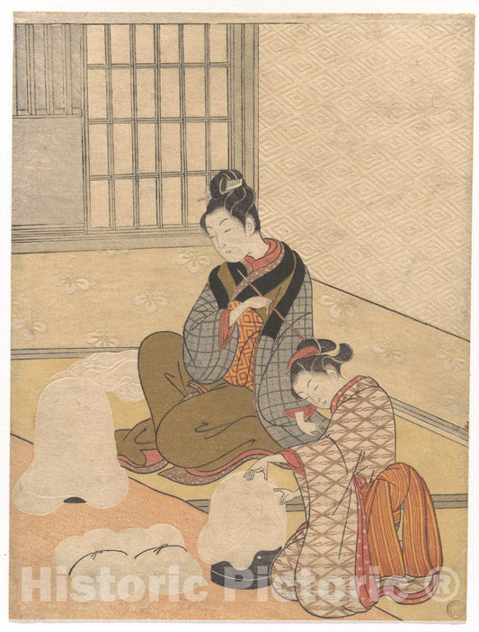 Art Print : Suzuki Harunobu - Evening Snow on The Nurioke, from The Series Eight Parlor Views - Japan : Vintage Wall Art