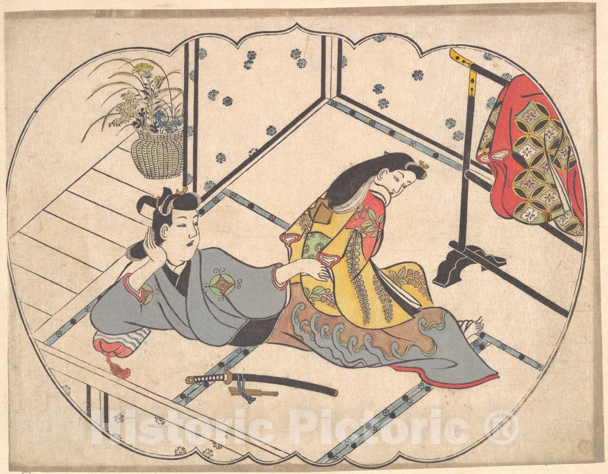 Art Print : Furuyama Moroshige - Scene in a Joroya - Japan : Vintage Wall Art