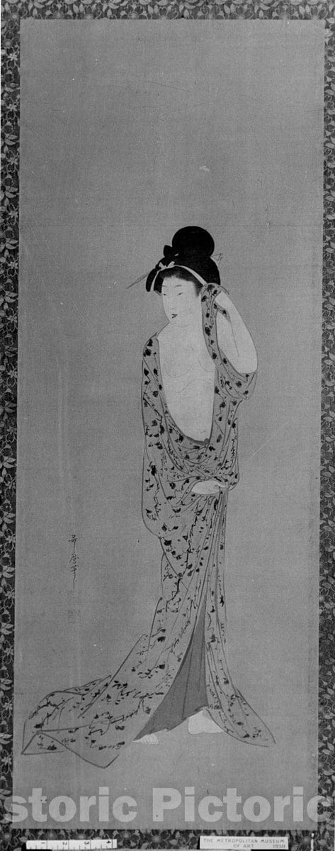 Art Print : Attributed to Kitagawa Utamaro - Female Figure : Vintage Wall Art