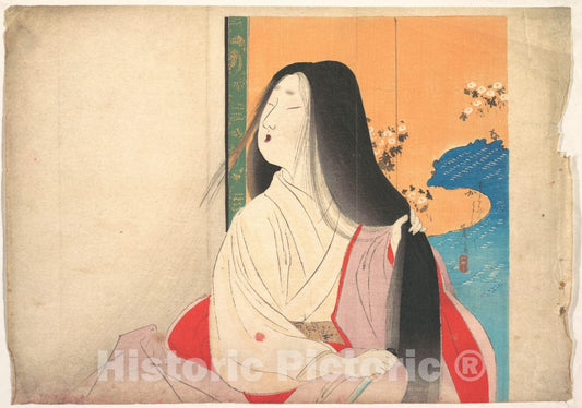 Art Print : Tomioka Eisen - Lady Kesa from kuchie (Frontispiece) of a Novel - Japan : Vintage Wall Art