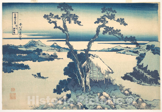 Art Print : Lake Suwa in Shinano Province - Artist: Katsushika Hokusai - Created: c1830 1 : Vintage Wall Art