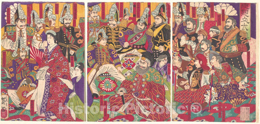 Art Print : Toshimasa - Civil and Military Officers - Japan : Vintage Wall Art