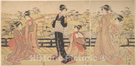 Art Print : Utagawa Toyokuni I - Women on a Veranda - Japan : Vintage Wall Art