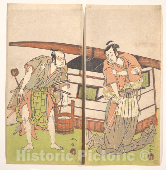 Art Print : Katsukawa Shunsh? - The Actor Otani Hiroji III and The Actor Onoe Kikugoro I - Japan : Vintage Wall Art