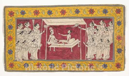 Art Print : Krishna with an Ascetic : Vintage Wall Art