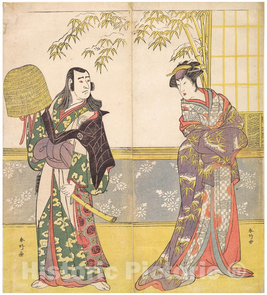 Art Print : Katsukawa Shunk? - Sawamura Sojiro II and Sanogawa Ichimatsu in The IX Act of The Drama Chushingura - Japan : Vintage Wall Art