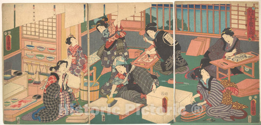 Art Print : Utagawa Kunisada - Artisans, from The Series an Up-to-Date Parody of The Four Classes - Japan : Vintage Wall Art