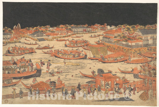 Art Print : Utagawa Toyoharu - Kawabiraki - Japan : Vintage Wall Art