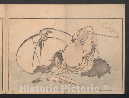 Art Print : Katsushika Hokusai - Peonies and Irises, from The Album Pictures After Nature - Japan : Vintage Wall Art