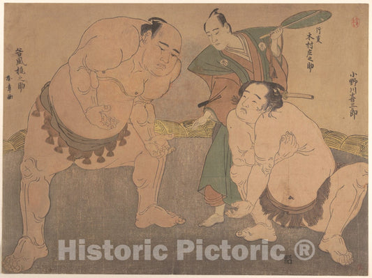 Art Print : Katsukawa Shunsh? - The Wrestlers - Japan : Vintage Wall Art