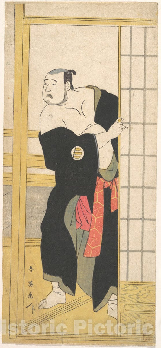 Art Print : Katsukawa Shun'ei - Asao Tamesaburo as a Stout Man with a Green Kimono - Japan : Vintage Wall Art