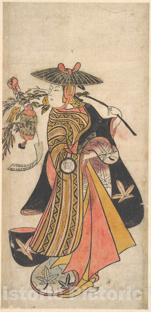 Art Print : Okumura Toshinobu - Actor Sanogawa Ichimatsu (1722–1763) as a Courtesan During The Tanabata Festival - Japan : Vintage Wall Art