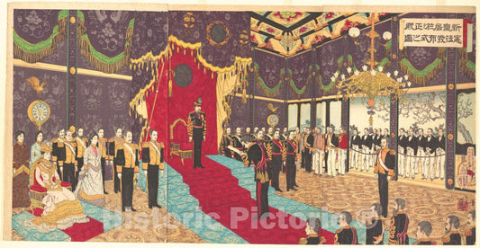 Art Print : Illustration of The Issuing of The State Constitution in The State Chamber of The New Imperial Palace - Artist: Adachi (Sh?sai) Gink? - 1889 : Vintage Wall Art