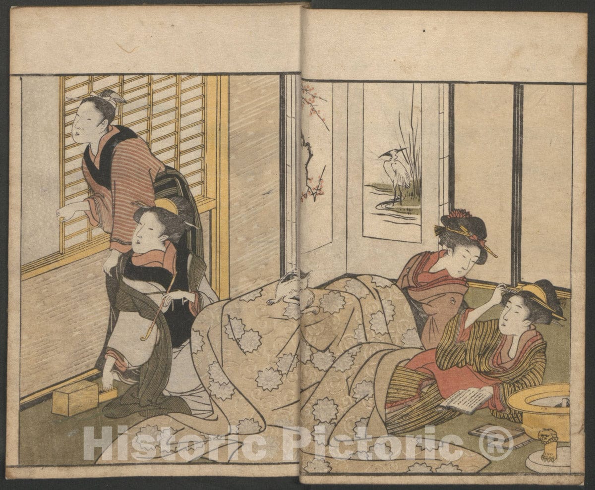Art Print : Kitagawa Utamaro - Picture Book of Flowers of The Four Seasons (Ehon Shiki no hana) - Japan : Vintage Wall Art