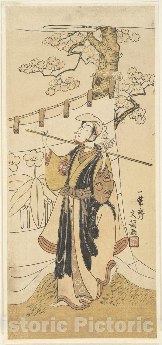 Art Print : Ippitsusai Bunch? - The Actor Yamashita Kyonosuke in The Role of Tamarimaru - Japan : Vintage Wall Art