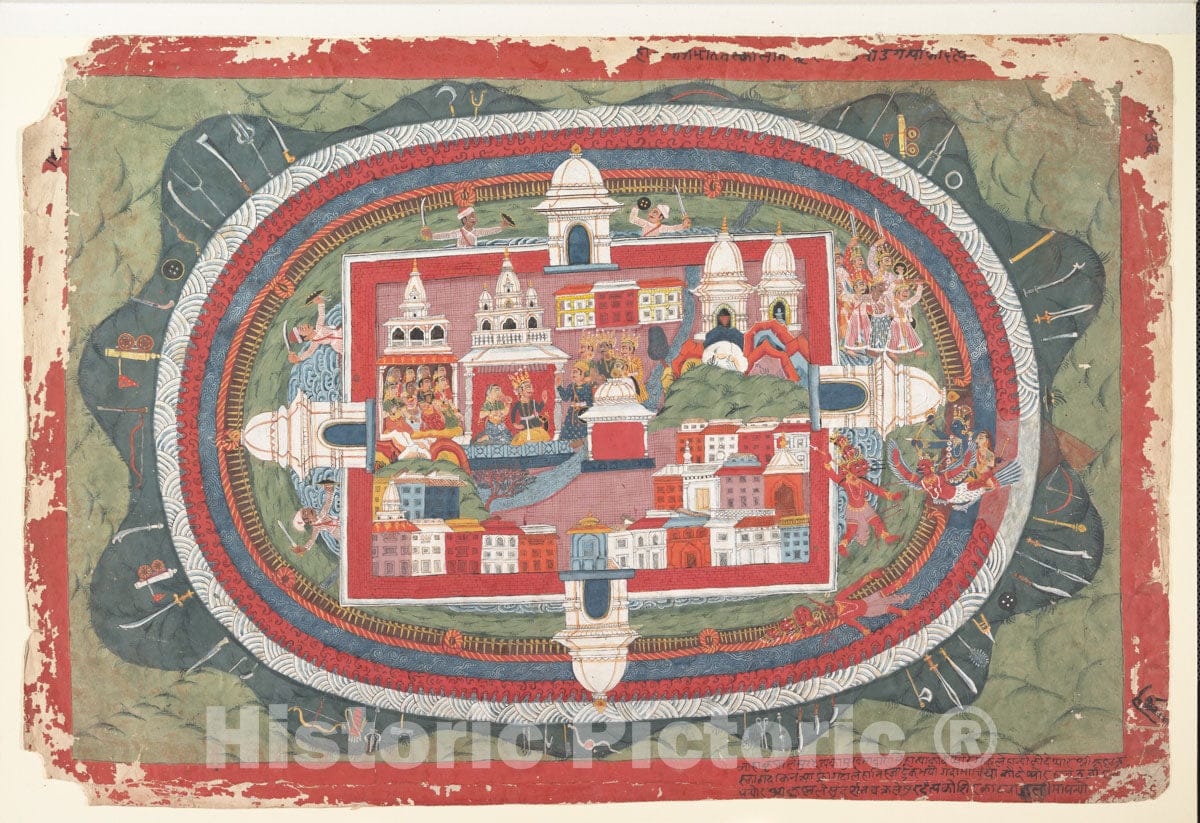 Art Print : Page from a Dispersed Bhagavata Purana Manuscript (Life of Krishna) : Vintage Wall Art